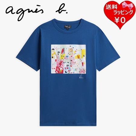 【送料無料】【ラッピング無料】アニエスベー agnes b Tシャツ アーティスト ブルー 綿100...