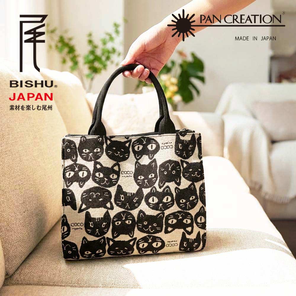 日本伝統デザイン トートバッグ 黒白 ココニャンズ トートバッグ 猫柄 ネコ ねこ 手提げ バッグ 日本製 国産