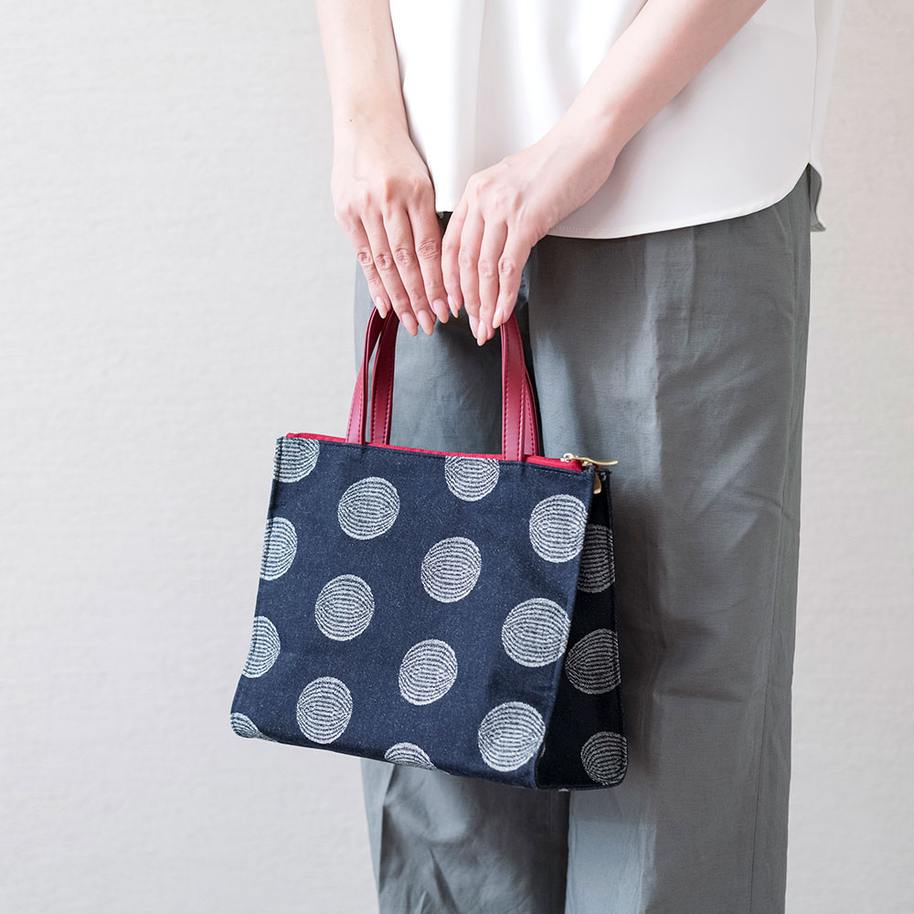 レーヌネイビー ドット トートバッグ 岡山デニム 日本製 バッグ 手提げ