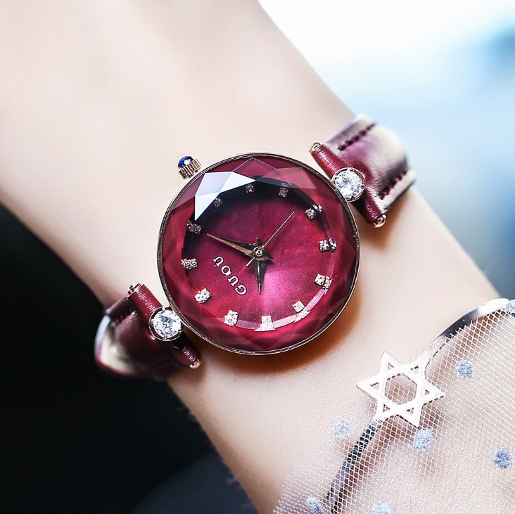 GUOU 腕時計 時計 レディース 女性用 ウォッチ 人気 クリスタル ガラス 