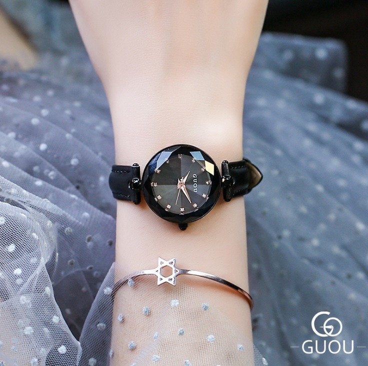 GUOU 腕時計 時計 レディース 女性用 ウォッチ 人気 クリスタル ガラス 