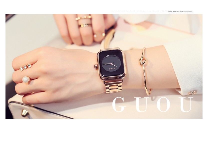 GUOU レディース 腕時計 時計かわいい おしゃれ ピンクゴールド ケース