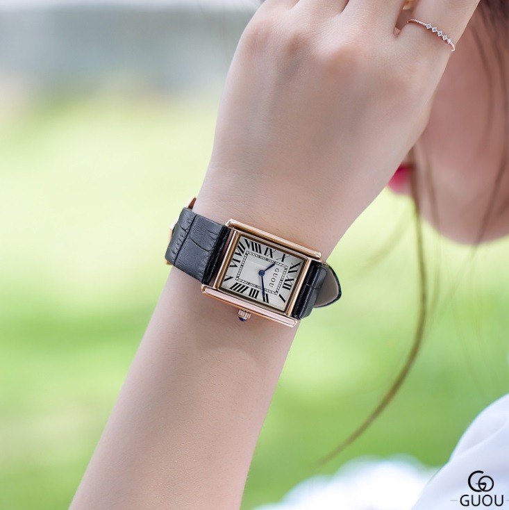 GUOU 腕時計 時計 レディース 日本製ムーブメント 女性用 ジュエリーウォッチ アクセサリー ラッピング無料  ブレスレット 長方形 8177｜parisrose｜06
