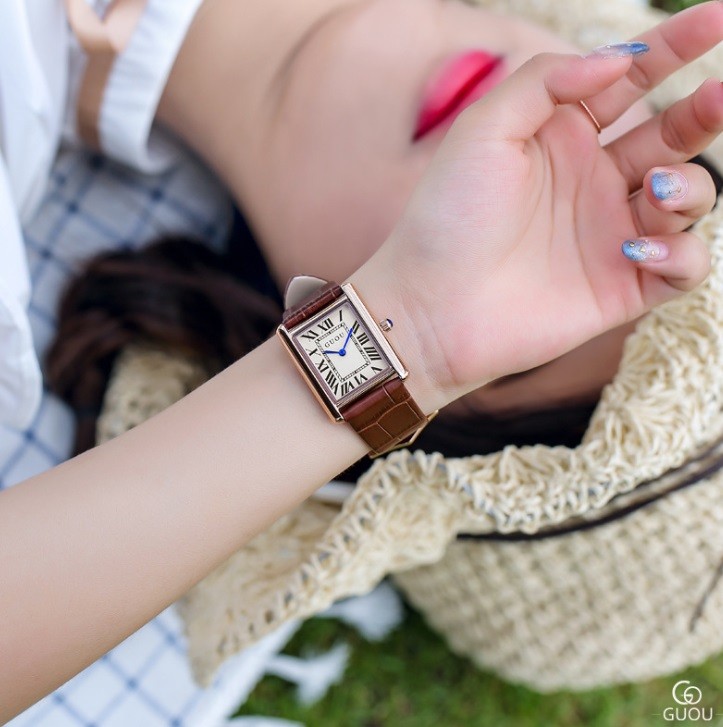 GUOU 腕時計 時計 レディース 日本製ムーブメント 女性用 ジュエリーウォッチ アクセサリー ラッピング無料  ブレスレット 長方形 8177｜parisrose｜04