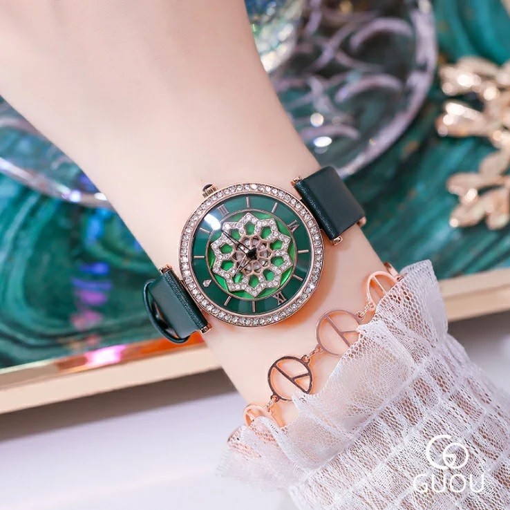 GUOU 腕時計 時計 レディース 女性用 ウォッチ クリスタル ガラス 
