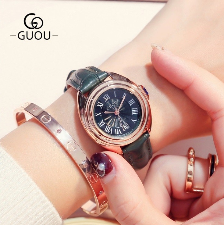 GUOU 腕時計 時計 レディース 女性用 ウォッチ 人気 クリスタル ガラスカット アクセサリー 送料無料 かわいい おしゃれ ブレスレット 円形  8211 :GUOU8211:ParisRose 通販 
