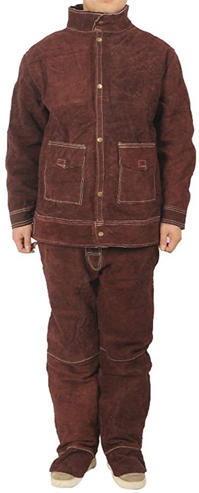 全牛革溶接防護服 溶接用 防護服 作業服セット 上下セット 溶接保護