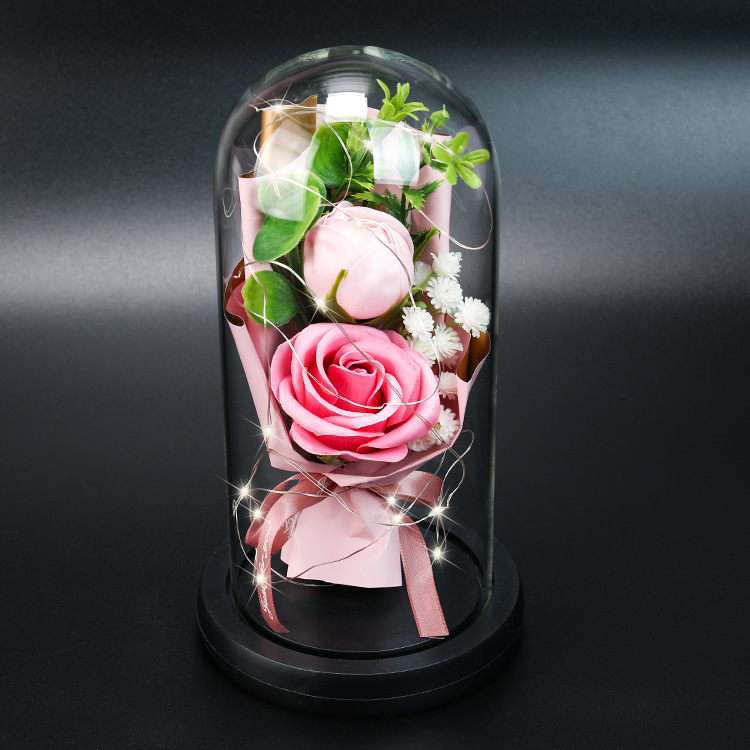 アウトレット送料無料】 花束 プレゼント 電池式 ガラスポット ケース入り LEDライト付き 枯れない花 永遠の花 妻 母の日 結婚記念日  誕生日プレゼント
