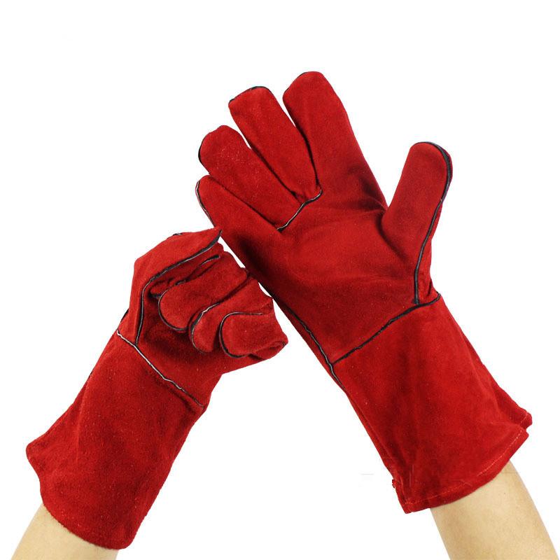 電気溶接防護手袋 溶接保護手袋 耐熱グローブ レザー 防護具 やけど 対策 防炎 通気性 動きやすい に優れた牛革グローブ｜parisroseno2｜02