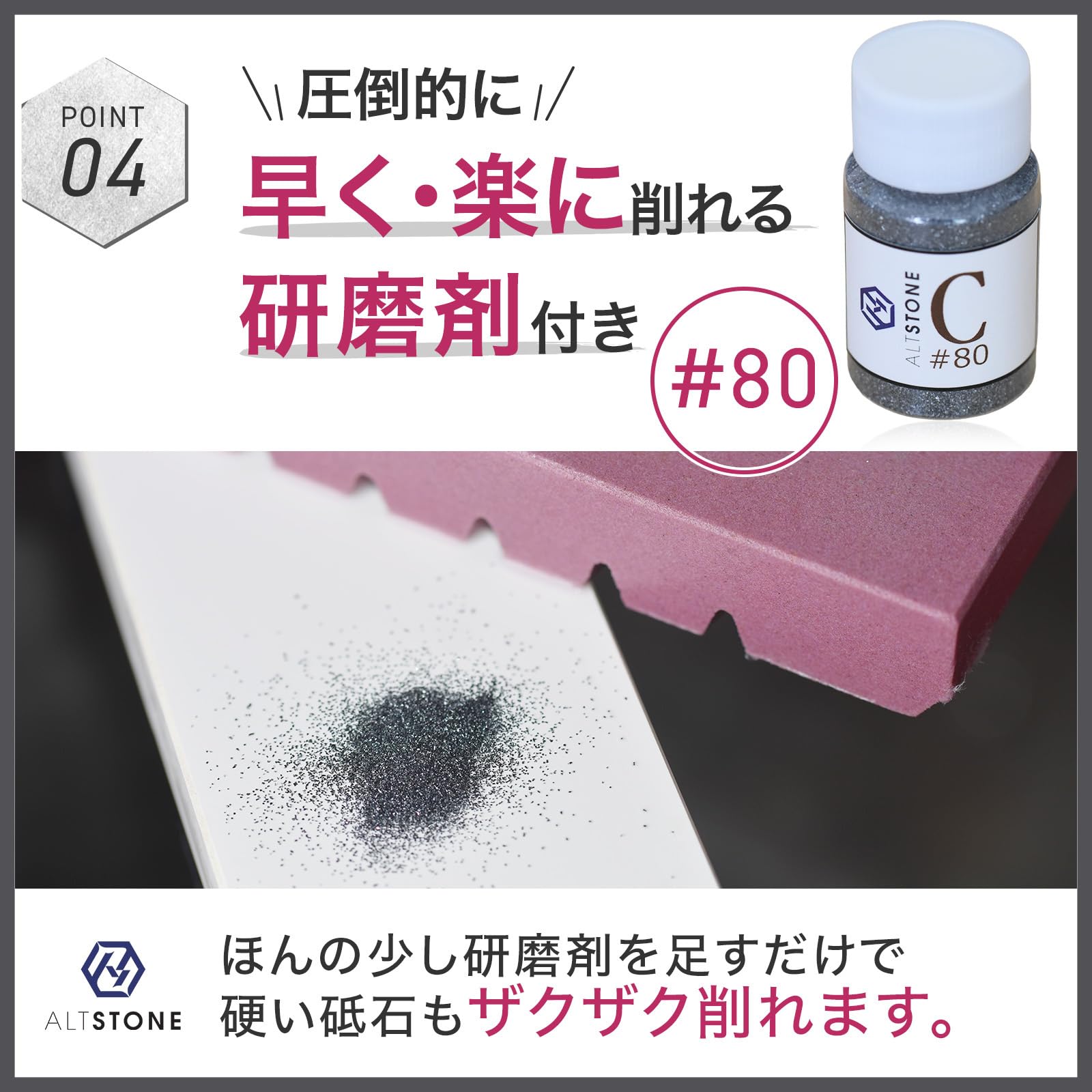 ALTSTONE 面直し 修正砥石 高級研磨剤PA 【ザリザリ削る】面直し用 砥石の砥石 研磨剤付き 日本製 180x60x22mm (修正砥石 #200)｜park-market｜06