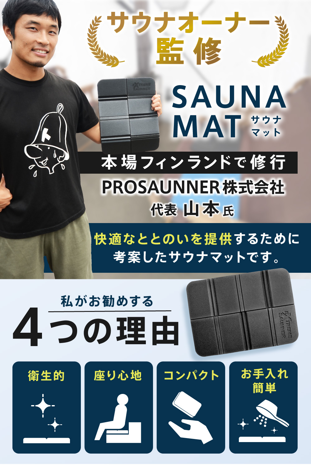 サウナオーナー監修 サウナマット 2個セット 収納袋 サウナ マット サウナグッズ サウナ用マット 人気 折りたたみ 折り畳める コンパクト 軽い｜park-market｜02