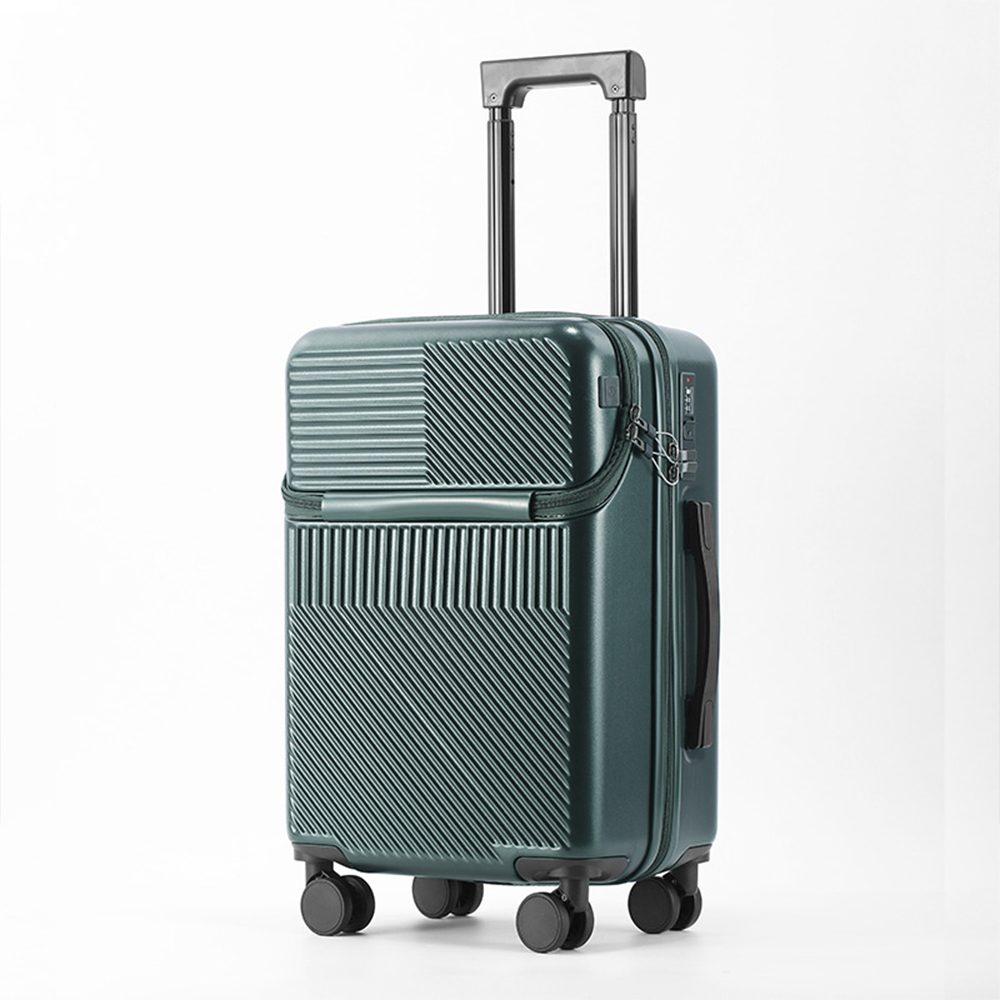 スーツケース フロントオープン ドリンクホルダー付 USBポート付き 機内持ち込み ダブルファスナー 静音 小型 軽量 旅行 出張 ビジネス 2023