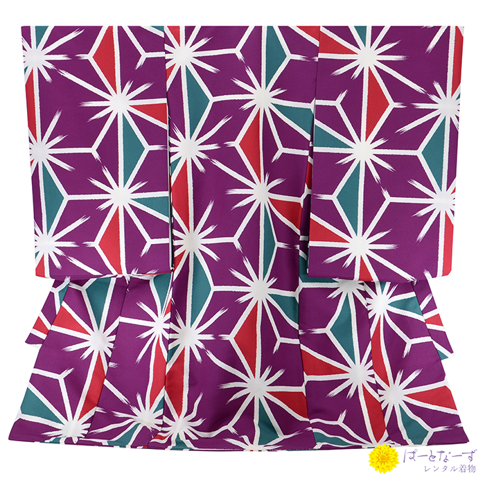 男の子 産着 お宮参り レンタル 麻の葉模様 パープル 0049