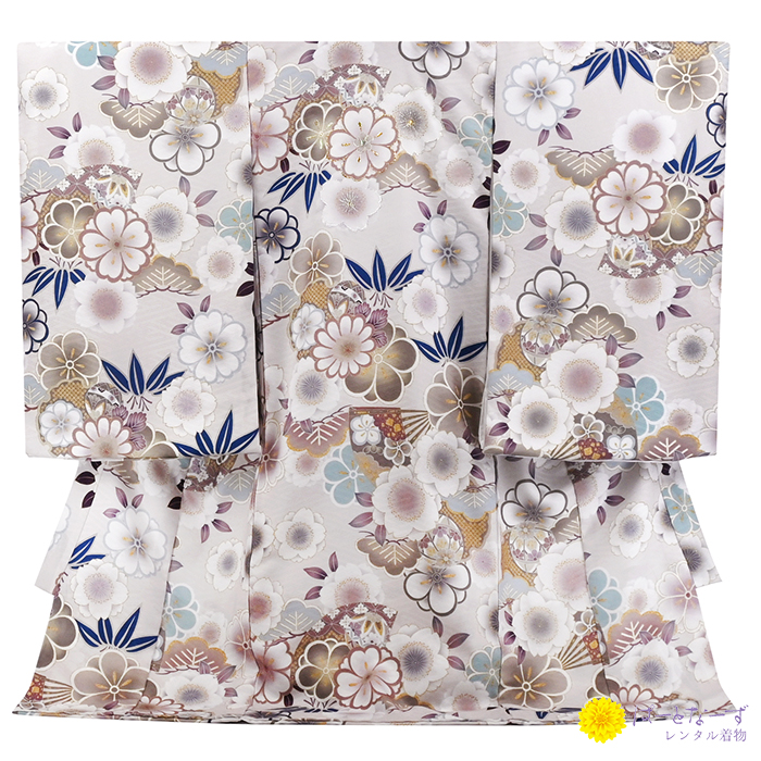 男の子産着レンタルお宮参り ベージュ 鞠 桜 菊 疋田 金刺繍 M192