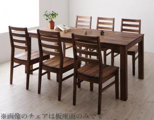 ダイニングセット（テーブル\u0026チェア） 総無垢材ワイドダイニング 6人 7点セット(テーブル+チェア6脚) ウォールナット 板座×PVC座 W180