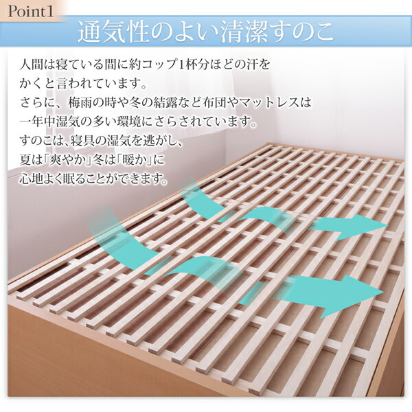 売り出しネット 最短3月19日出荷 お客様組立 国産 清潔すのこ ヘッドレスチェストベッド ベッドフレームのみ シングル