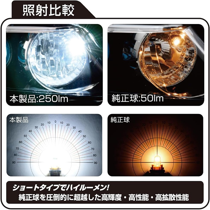 IPF ポジションランプ LED T10 250lm 6500K ホワイト 12V用 2本