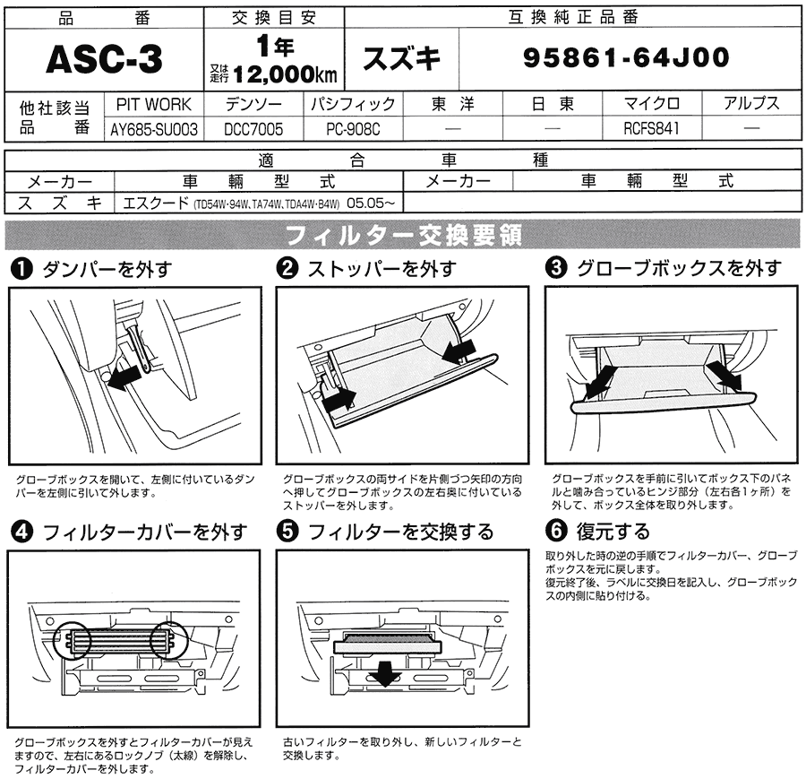 各説明フィルター