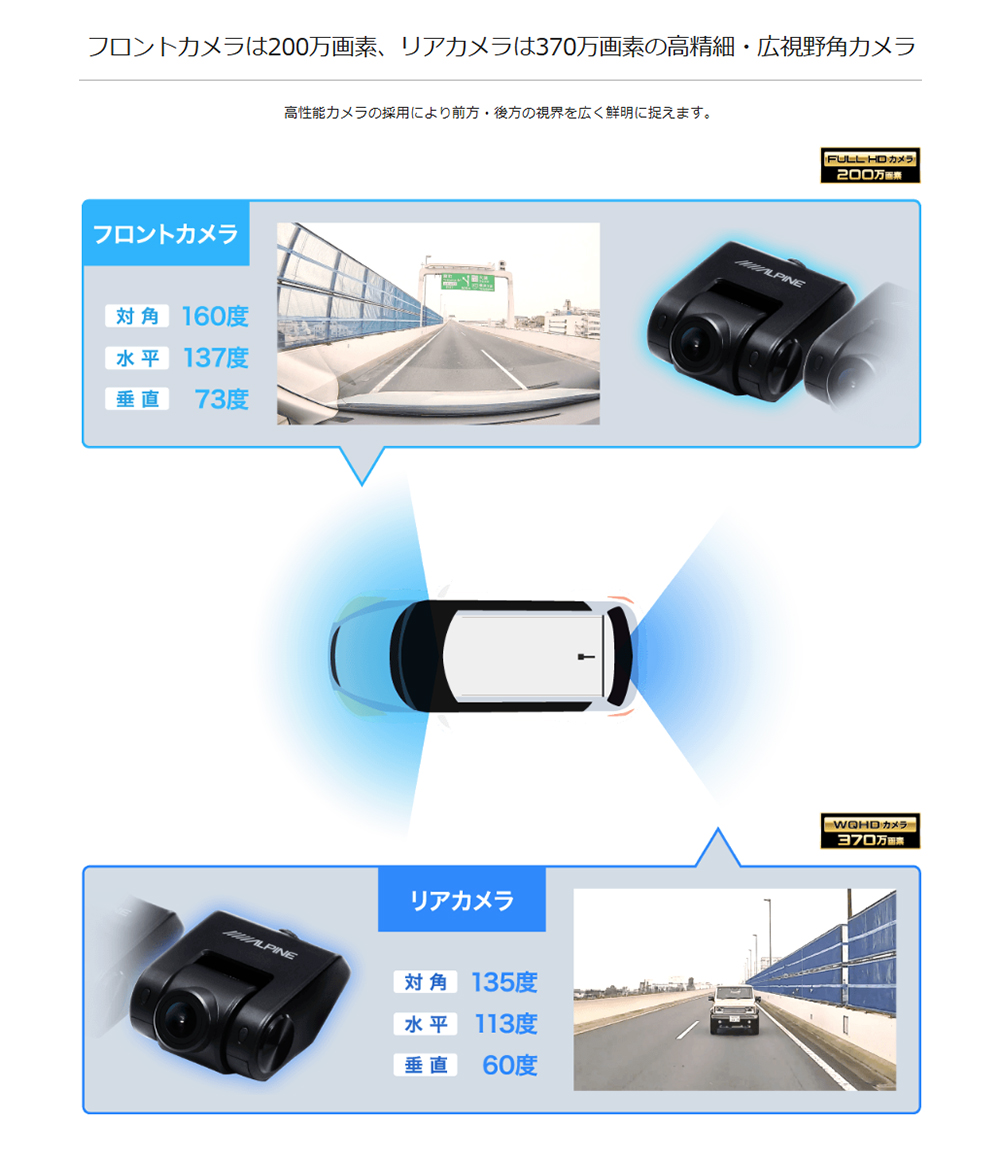 10型デジタルミラー ドライブレコーダー搭載 車内用リアカメラモデル