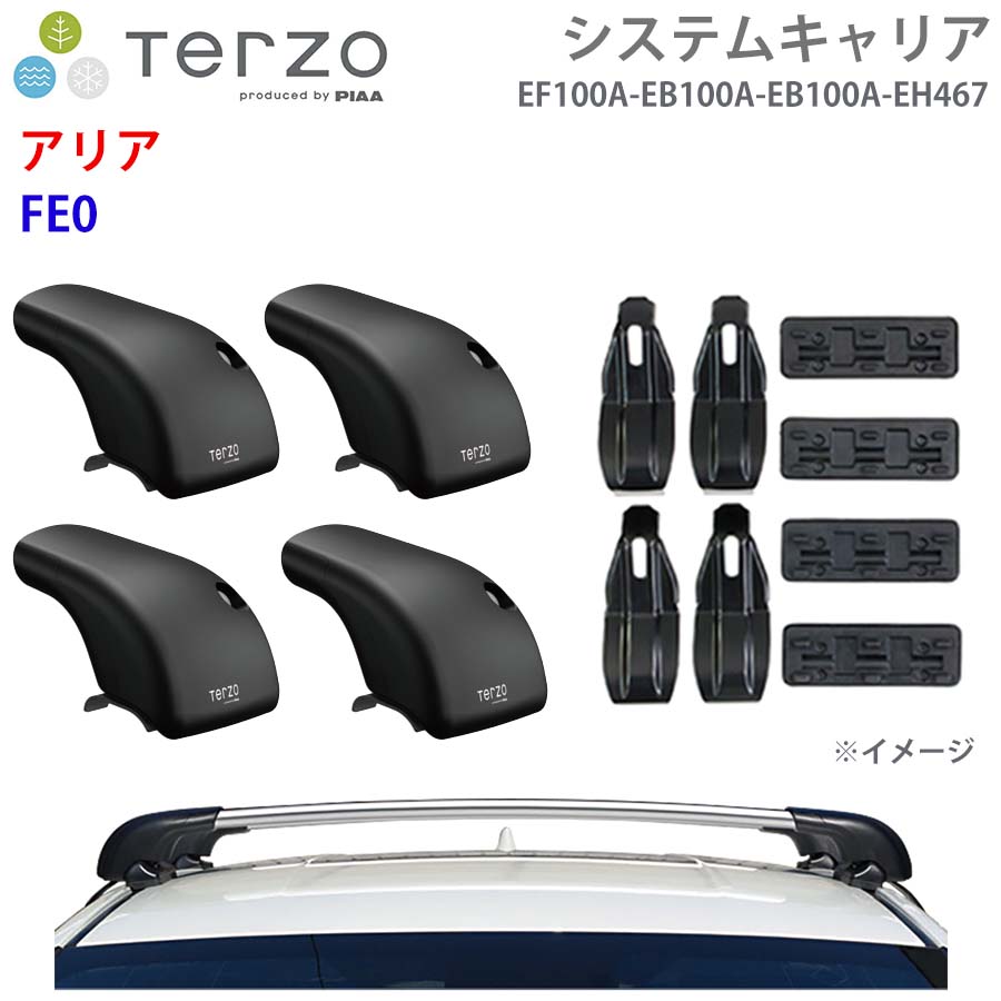 アリア FE0 一台分 EF100A EB100A EB100A EH467 システムキャリア TERZO フット エアロバー シルバー 取付ホルダー E1E1