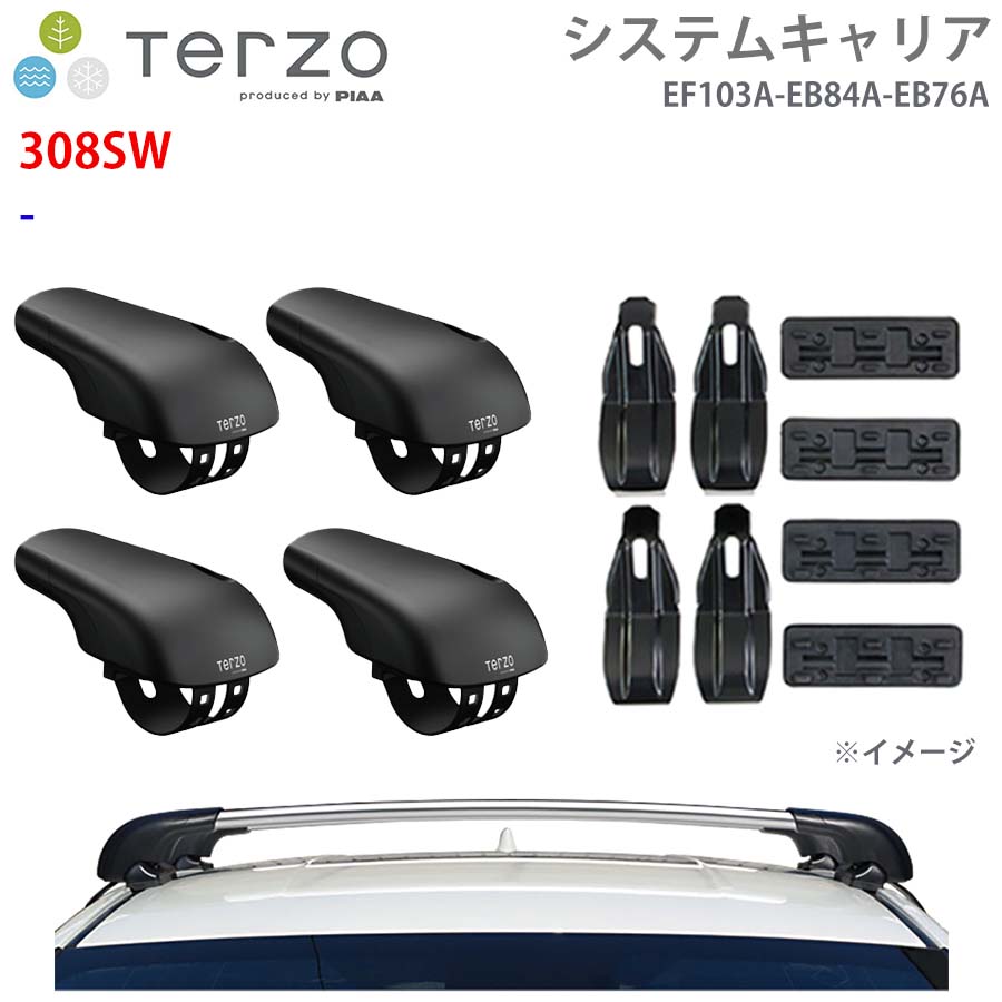 308SW 一台分 EF103A EB84A EB76A ー システムキャリア TERZO フット エアロバー シルバー 取付ホルダー E1E1