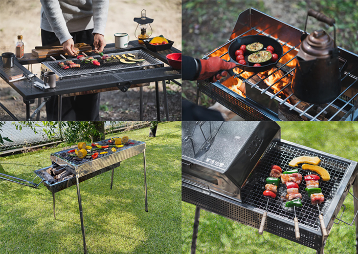 スーパーセール期間限定 チタンテーブル MOL-G015 チタン 机 焼き網 BBQ グリルスタンド キャンプ アウトドア 