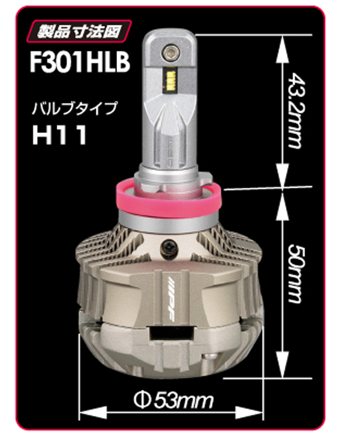 LEDヘッドバルブ F301HLB H11 6500K 5000lm IPF H11 LED ヘッドライト 車用 5000lm 6500K 12V 24V ドライバー