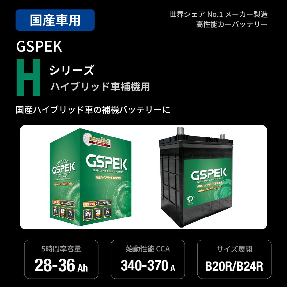 プリウス NHW20 トヨタ バッテリー GSPEK Hシリーズ H-S46B24R/PL 補機