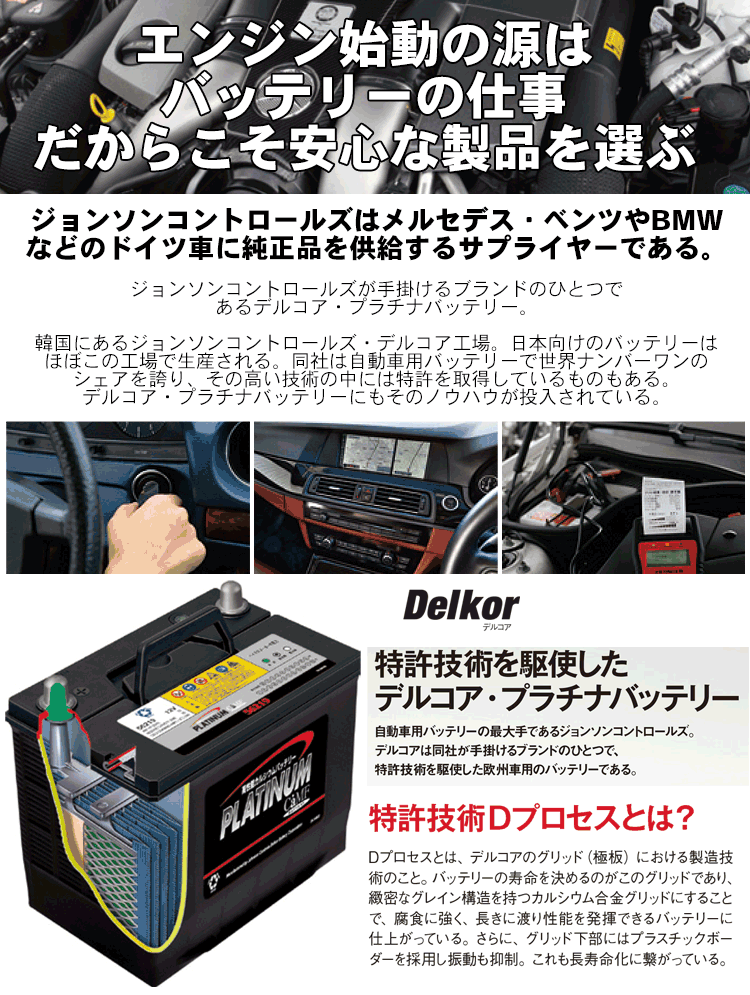 プリウス NHW50 ZVW50 ZVW51 ZVW55 Delkor デルコア プラチナバッテリー D-55566/PL ジョンソンコントロールズ  :D-55566-PL-e:パーツキング - 通販 - Yahoo!ショッピング