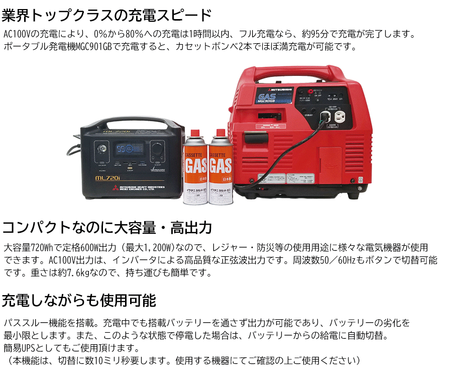 ポータブル電源 VOLTANK 三菱重工 ML720i 急速充電 最大出力1200W UPS