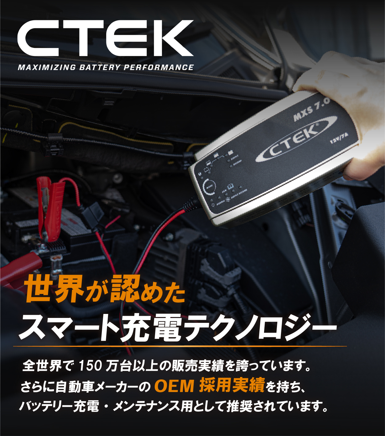 バッテリーチャージャー MXS7.0JP CTEK 純正採用品 防水 防塵 IP65 12V