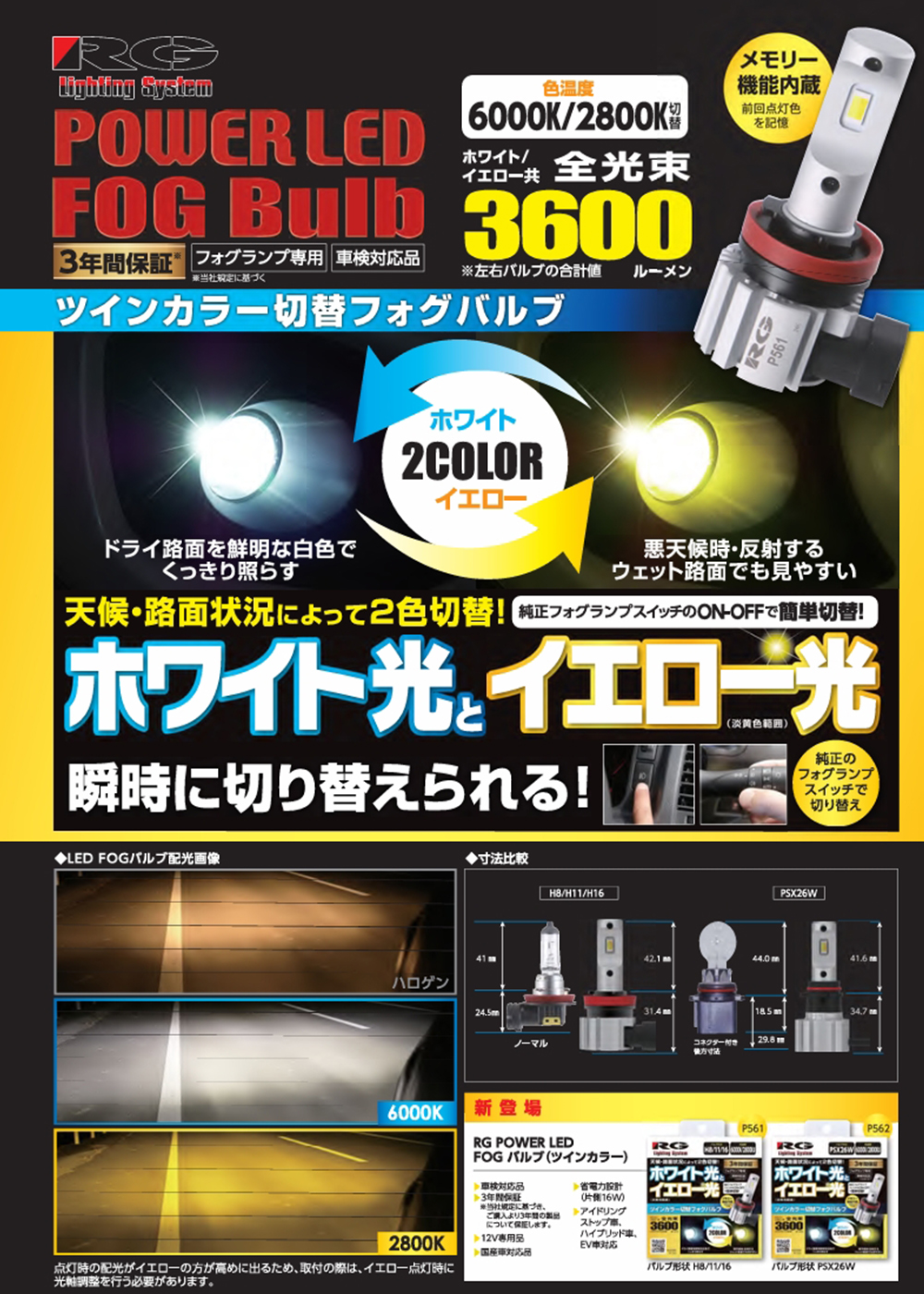 RACING GEAR（レーシングギア） PSX26W LEDフォグバルブ RGH-P562