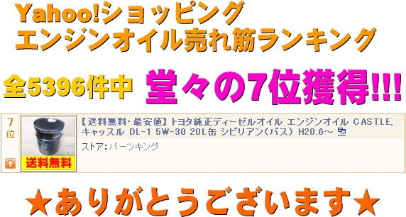 純正ディーゼルオイルDL-1 5W-30 20Lが売れ筋ランキングにランクインしました！