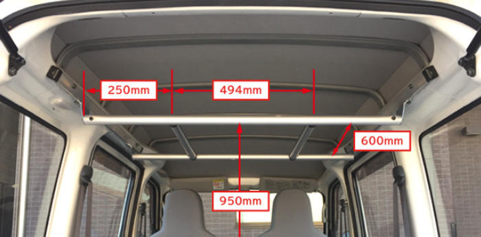 ピクシスバン S321M S331M ハイルーフ ハンガーバー RW-13H 車内