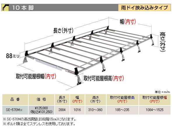 格安即納】 横山製作所 ROCKY 業務用ルーフキャリア SE-570M