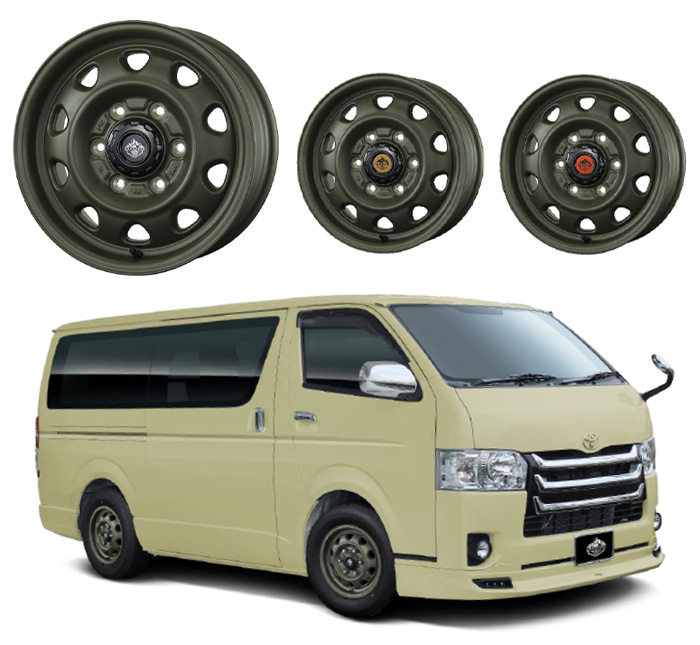 SWZ 15インチ 5ホール 15X5.5J ランドフット ホイール 4本セット 1台分 ジムニー用純正キャップ対応 LANDFOOT SWZ  TOPY オリーブドラブ 法人限定配送 送料無料