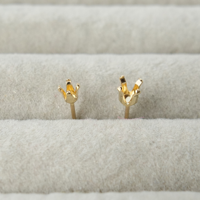 ピアスポスト石座付き (約3mm) 【刻印入り】14KGF ゴールドフィルド