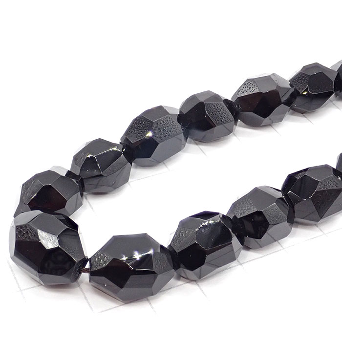 高品質☆355】 約40cmタンブル カット連 オニキス 粒サイズ約12*14mm