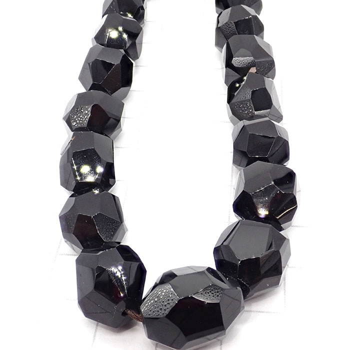 高品質☆355】 約40cmタンブル カット連 オニキス 粒サイズ約12*14mm