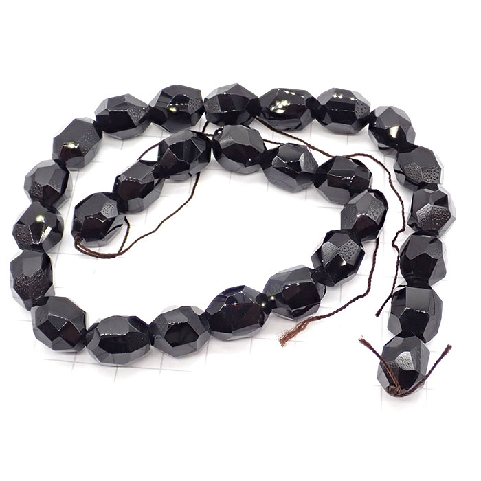 高品質☆355】 約40cmタンブル カット連 オニキス 粒サイズ約12*14mm