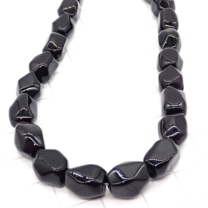 高品質☆336】 約40cmタンブル カット連 オニキス 粒サイズ約7*9mm