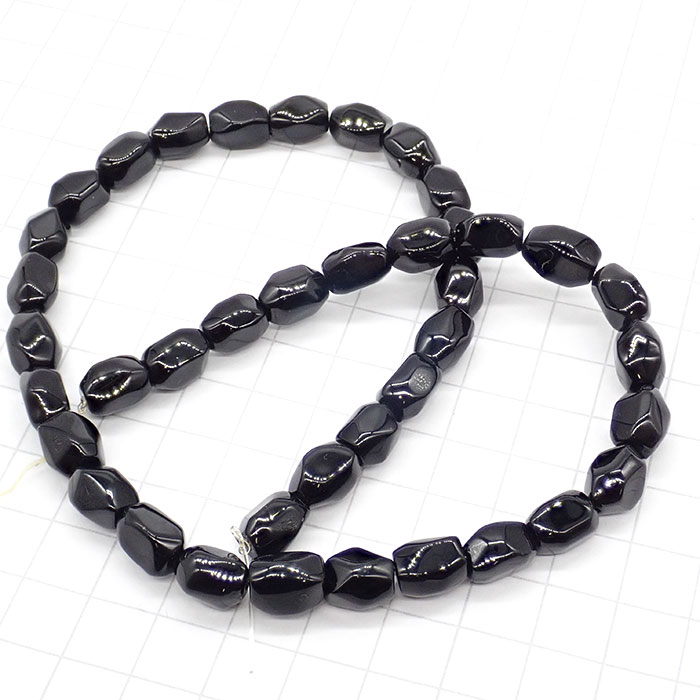 高品質☆336】 約40cmタンブル カット連 オニキス 粒サイズ約7*9mm