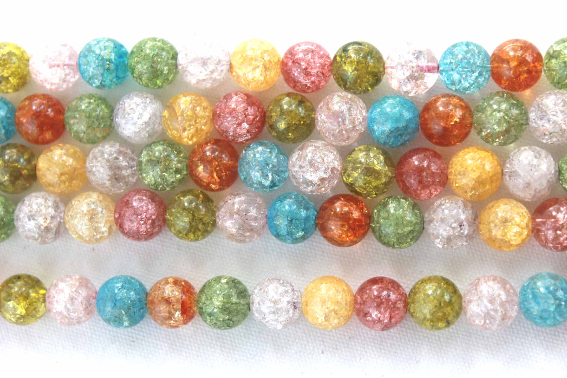 ヤフー店専用【約40cm連】クラック水晶染め（マルチカラー8mm