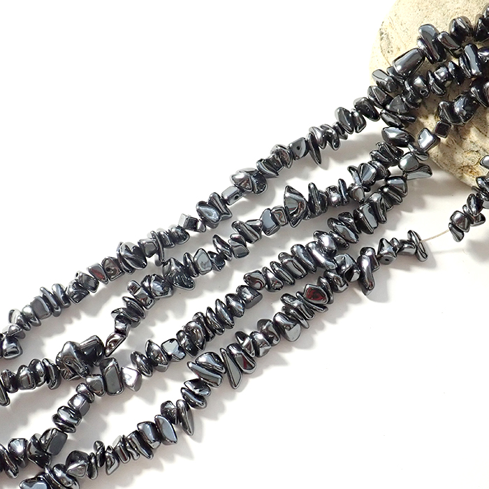 ヘマタイト さざれ石 約3*5mm 穴あり 1連 80cm 天然石 パワーストーン