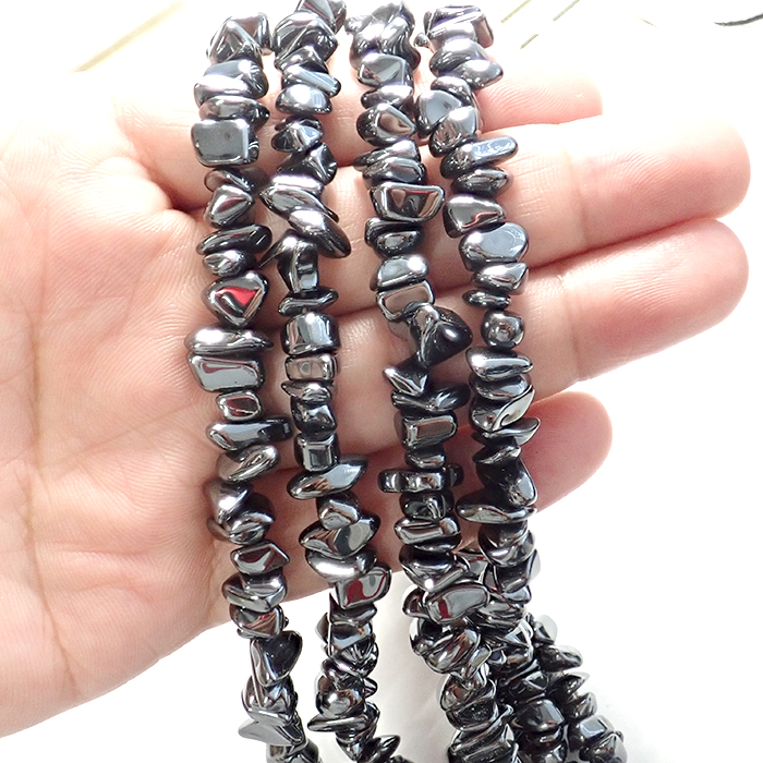 ヘマタイト さざれ石 約3*5mm 穴あり 1連 80cm 天然石 パワーストーン