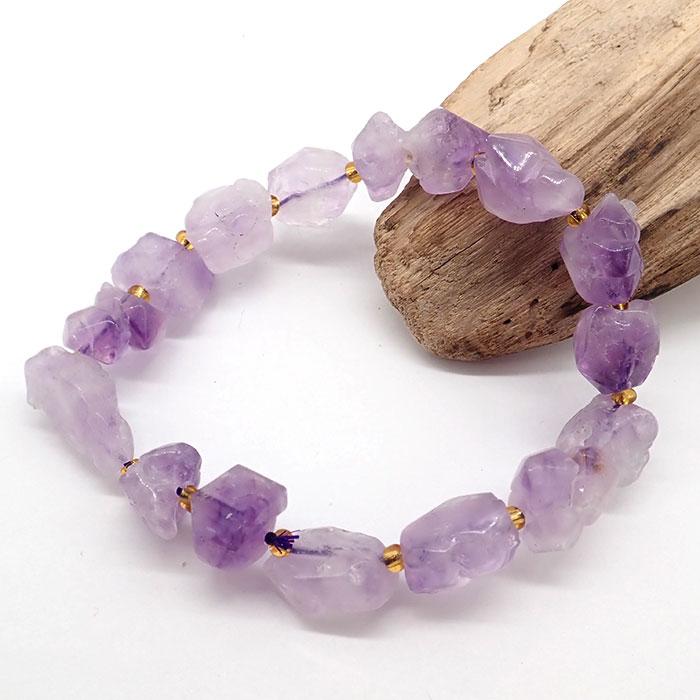 ブレスレット アメジスト 原石 ブラジル産 天然石 パワーストーン 国内