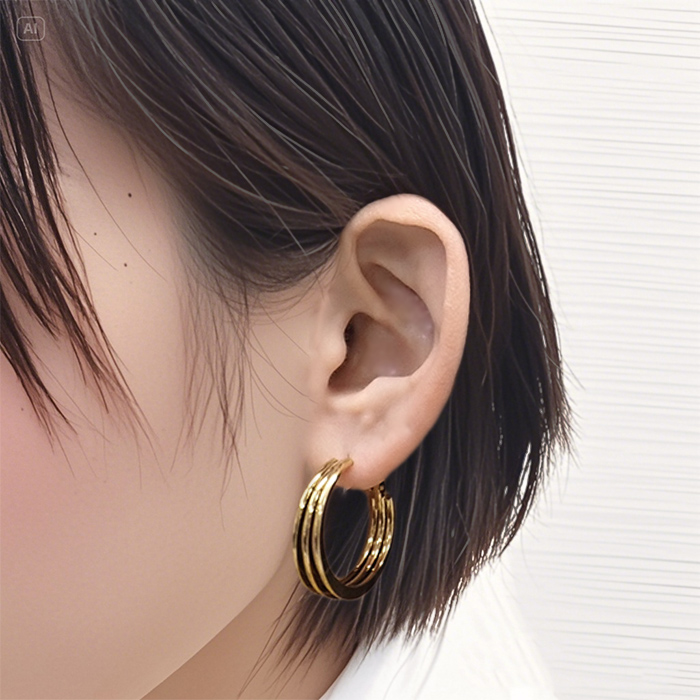 メール便送料無料 188. トリプルフープピアス 1ペア】 ステンレス