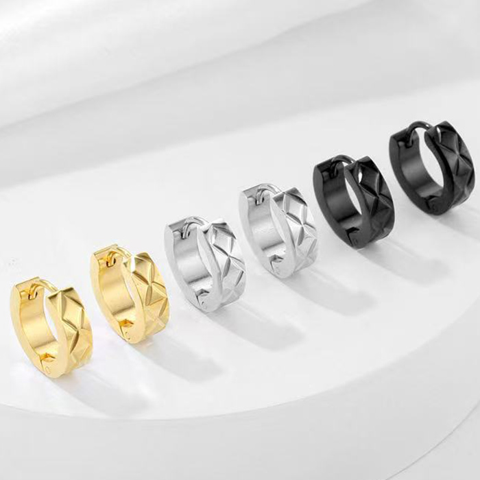 金属アレルギー対応 ダイヤカット フープピアス 1ペア 国内発送