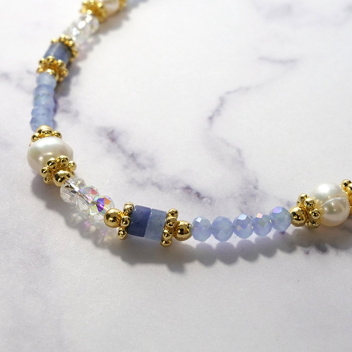 淡水パール×メノウ ストーン ネックレス 約39cm SUS316 950209