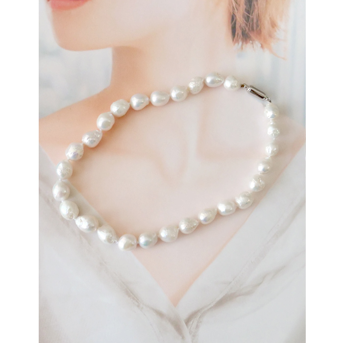 金属アレ対応 106. 淡水パール 大粒 バロック ネックレス 45cm 数量